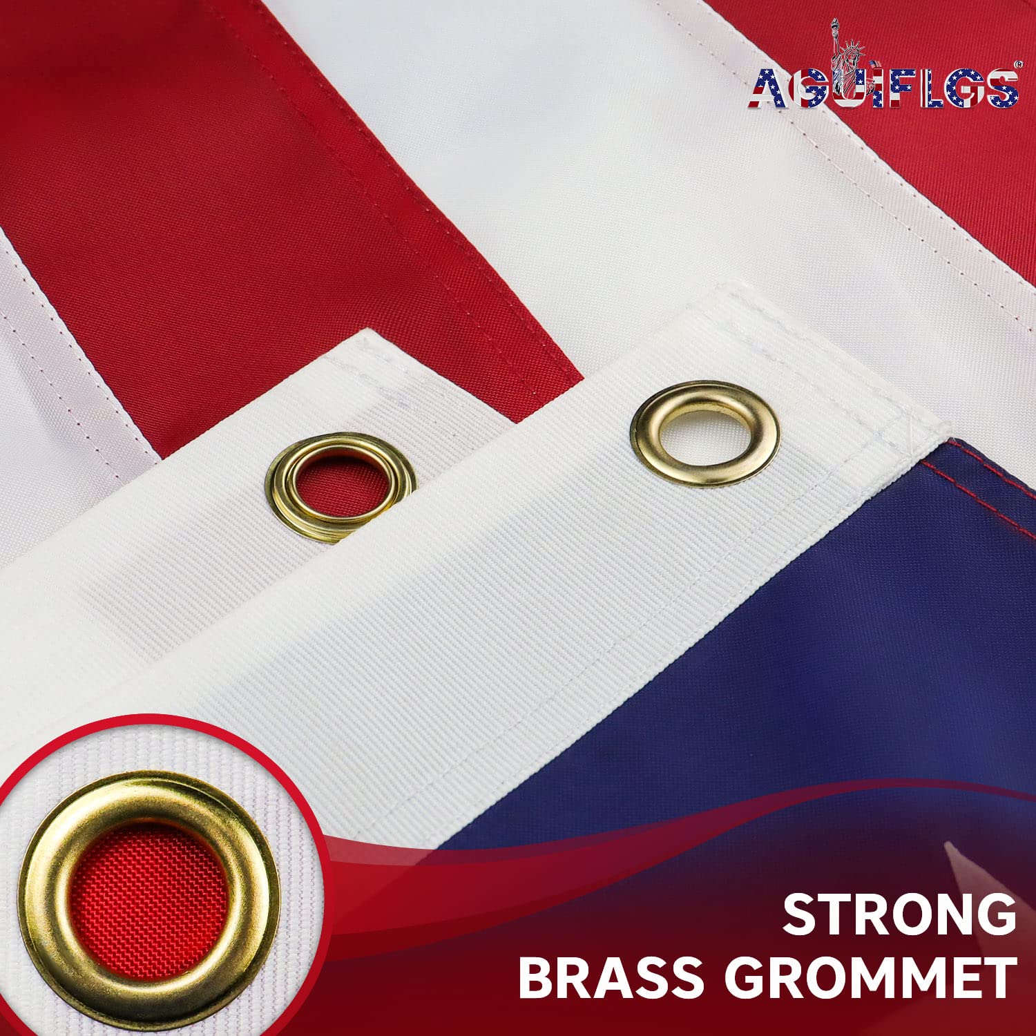 AGUIFLGS embroidery stars close-up showing precise, long-lasting stitching.