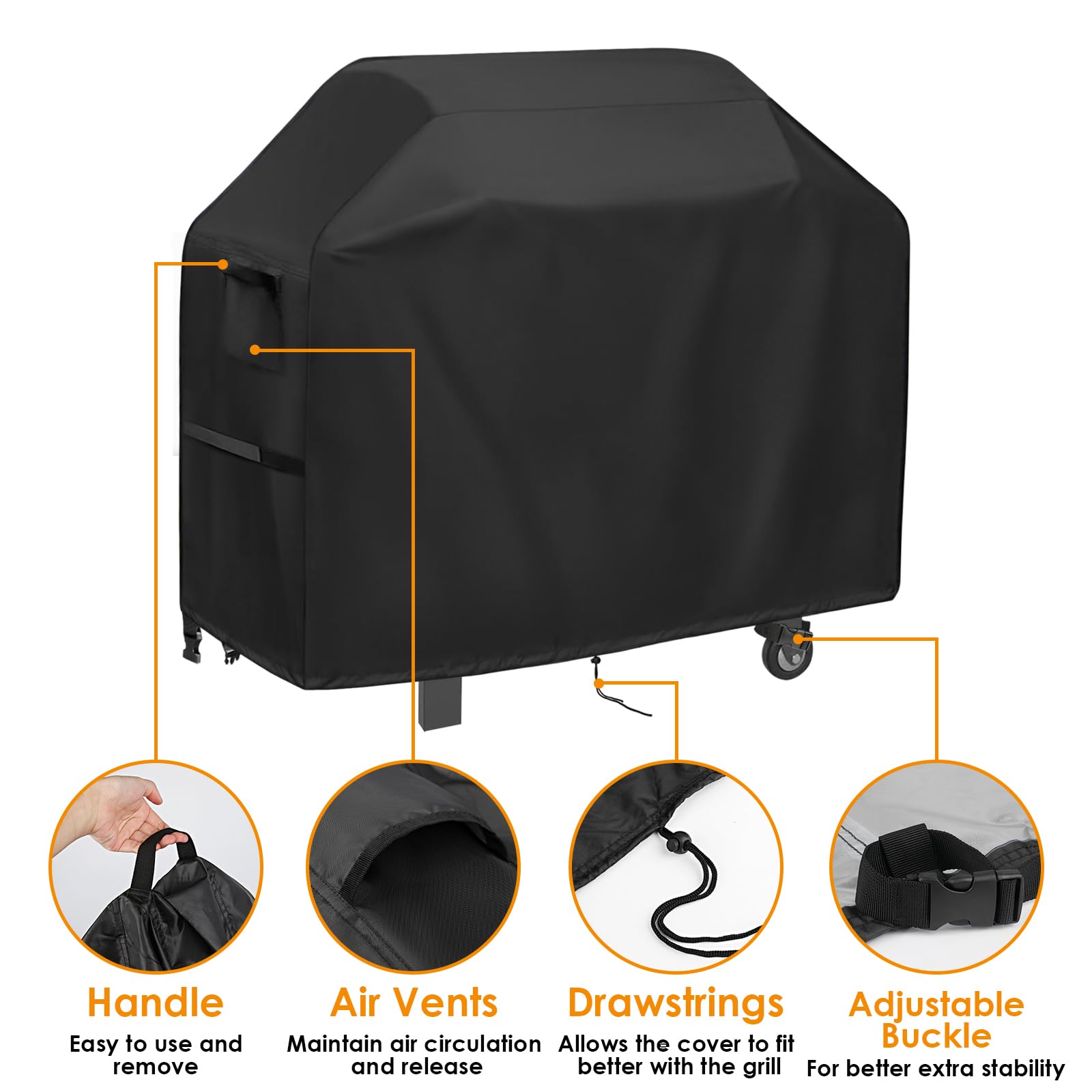 Agustone wind-resistant design with drawstrings and buckles secures Blackstone Pro 22-inch