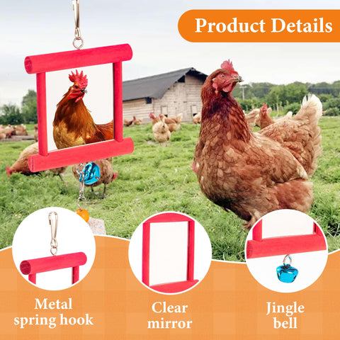AGX Bravo chicken mirror toy sparks curiosity and social interaction in the coop.
