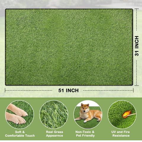 aHeemo washable grass pad shows hemmed edge and easy cleaning after use