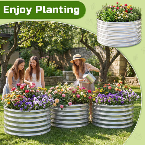 AHEONLAR silver finish raised bed suits outdoor spaces and curb appeal.