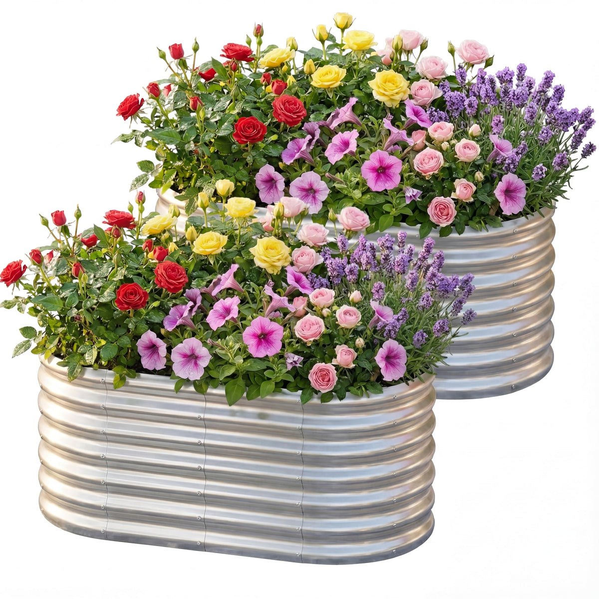 AHEONLAR 2-pack oval raised garden beds set for versatile outdoor planting.