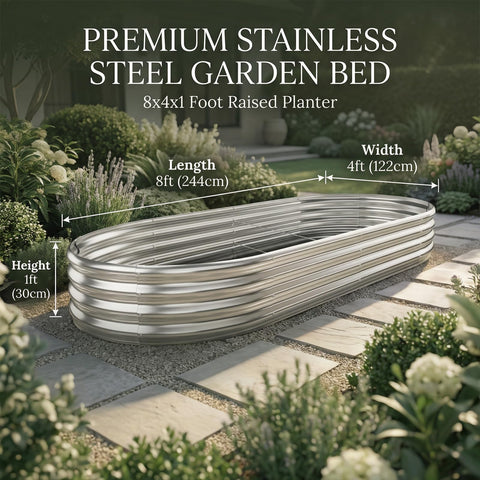Bed dimensions 96x48x12 inches offering ample growing space.
