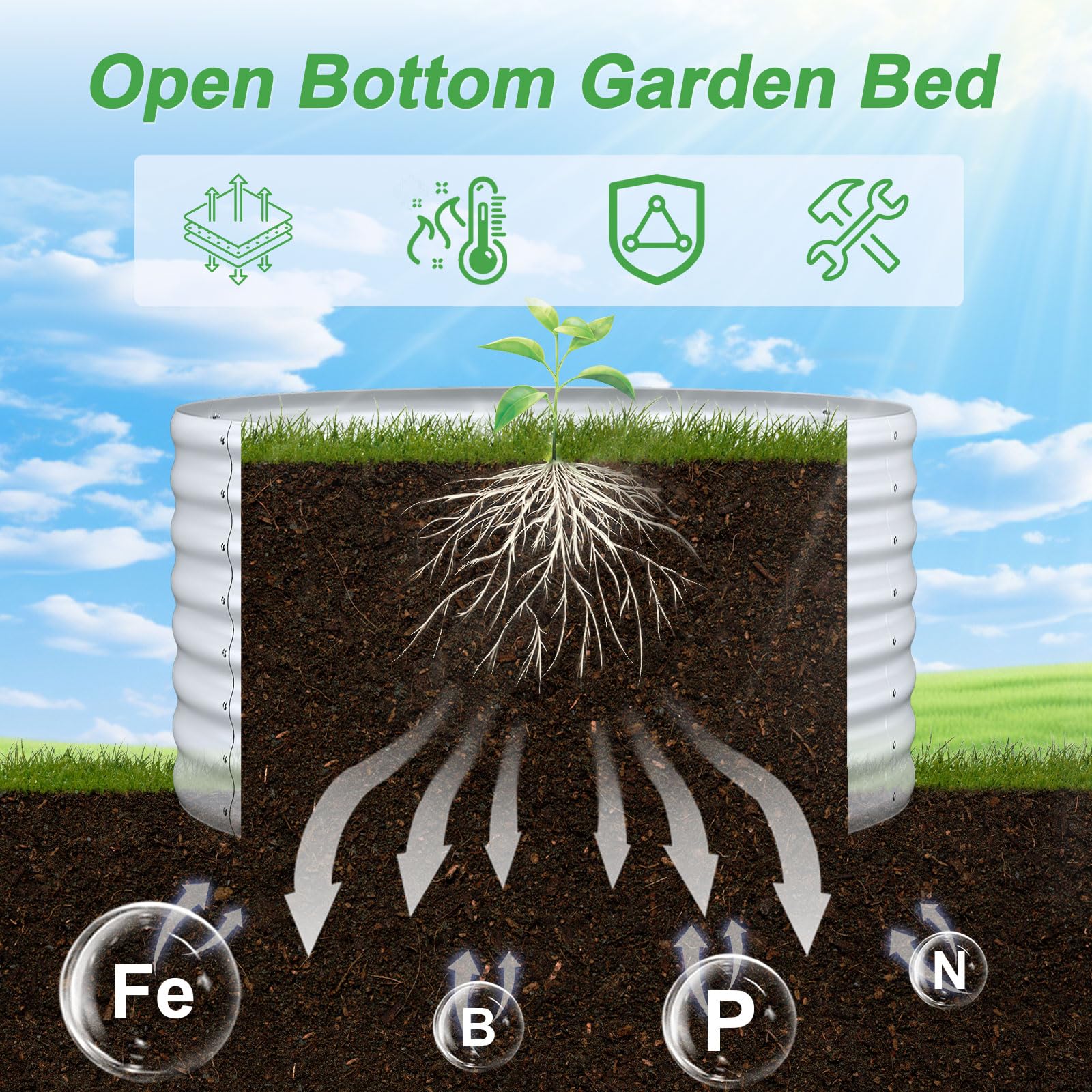 AHEONLAR outdoor garden bed in a silver finish.