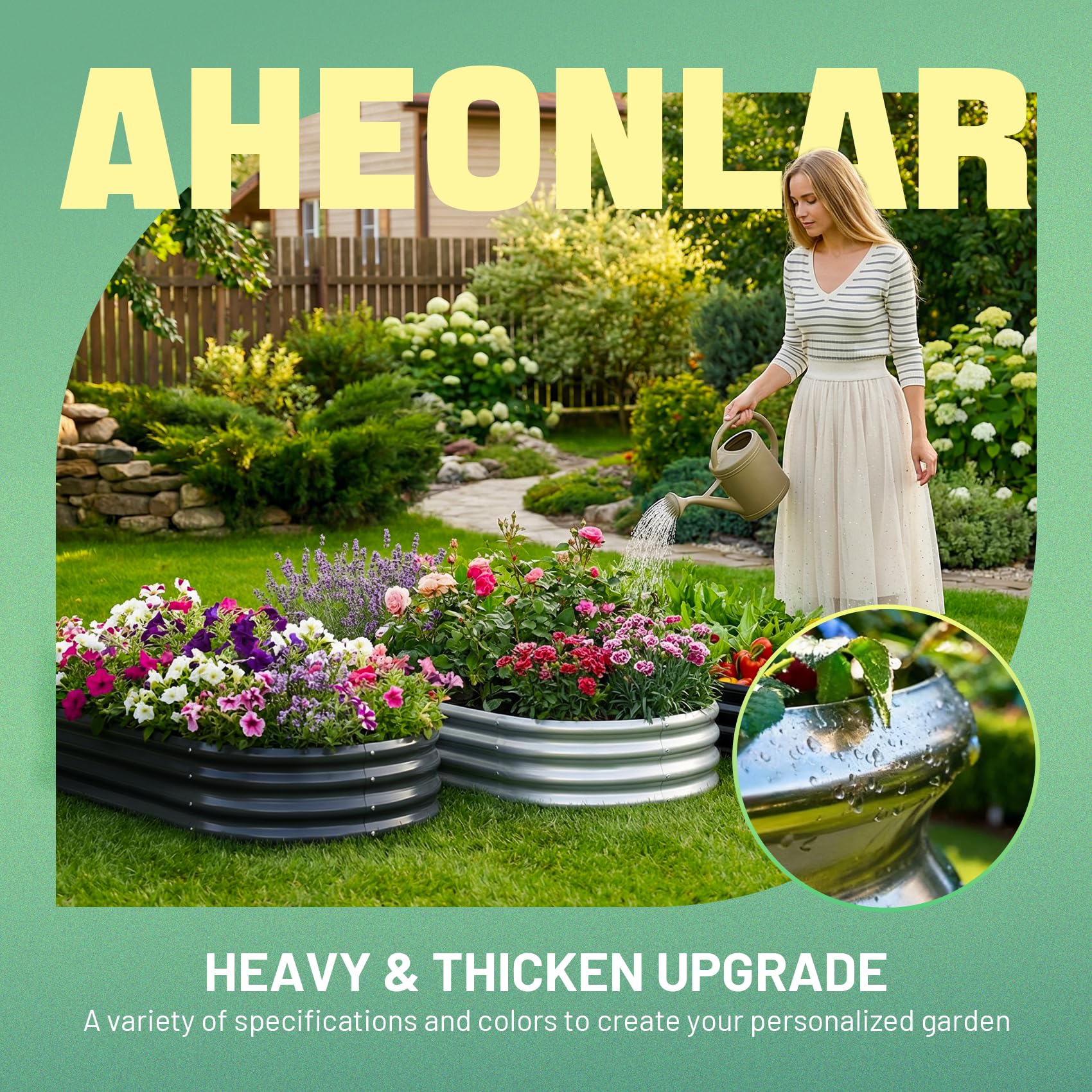 AHEONLAR versatile oval beds fit gardens, patios, balconies.