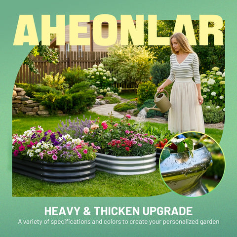 AHEONLAR versatile oval beds fit gardens, patios, balconies.