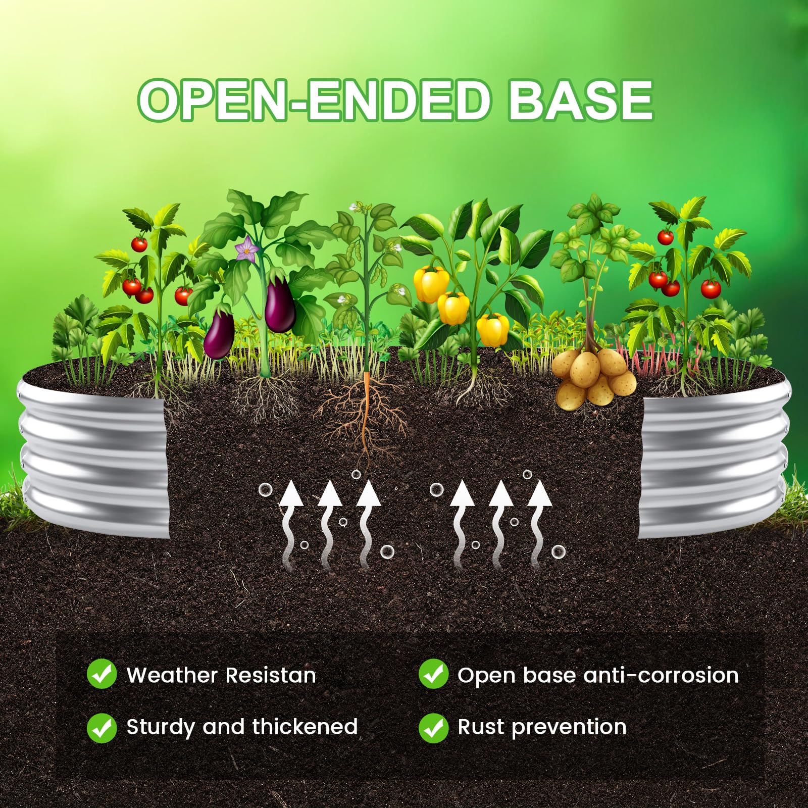 Outdoor vegetable growth in sturdy AHEONLAR beds.