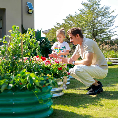 AHEONLAR oval raised bed in garden supports vibrant plant growth.