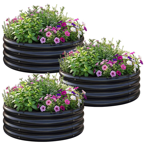 AHEONLAR round galvanized raised bed 3-pack for spacious vegetable and herb growing