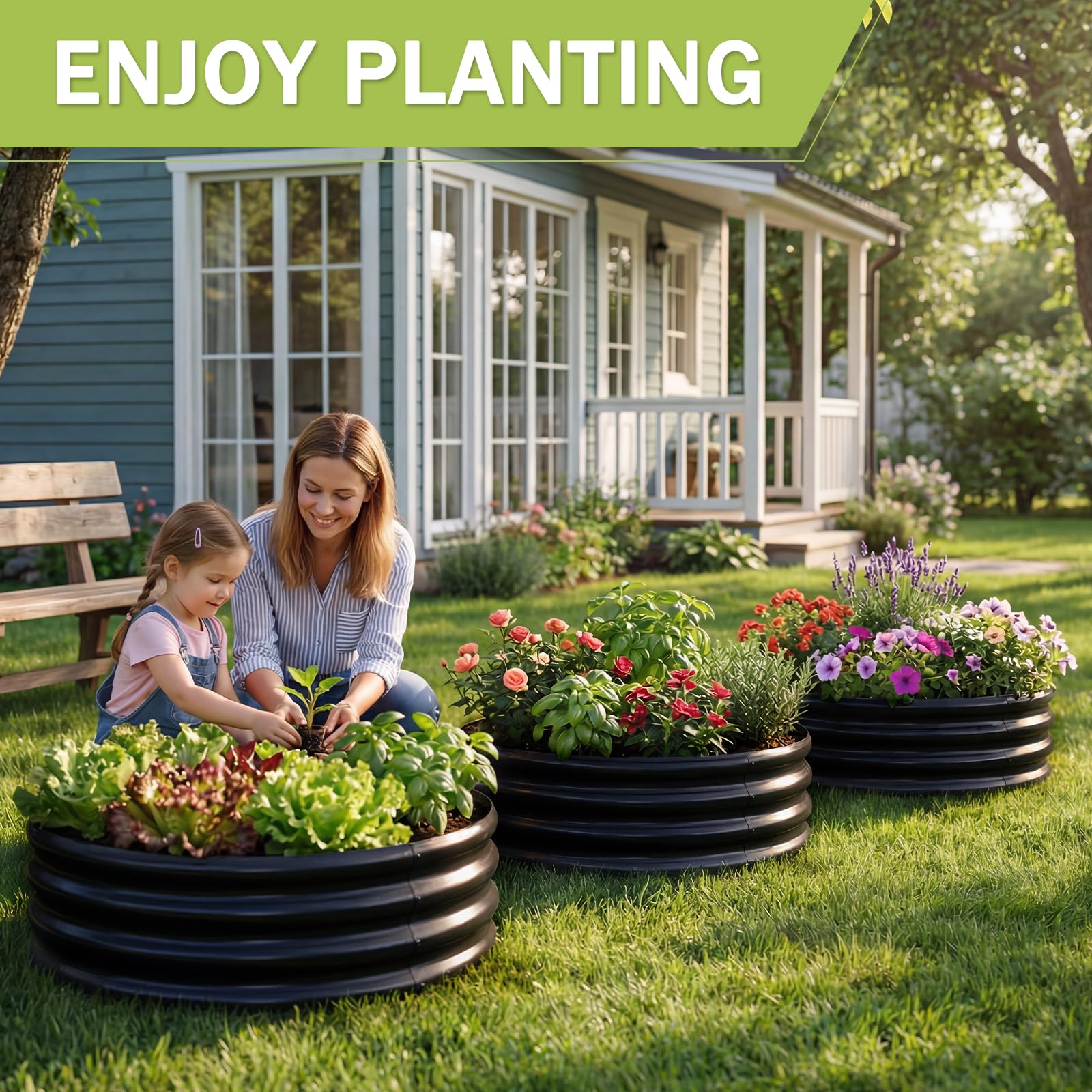 AHEONLAR round bed creates a neat contained planting area