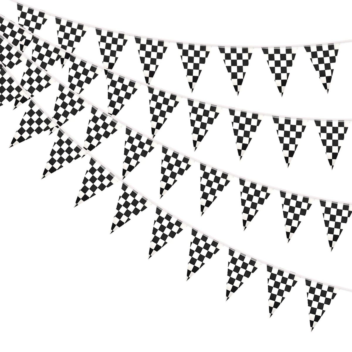 AhfuLife checkered pennant flag closeup shows durable fabric and crisp print for outdoor use.
