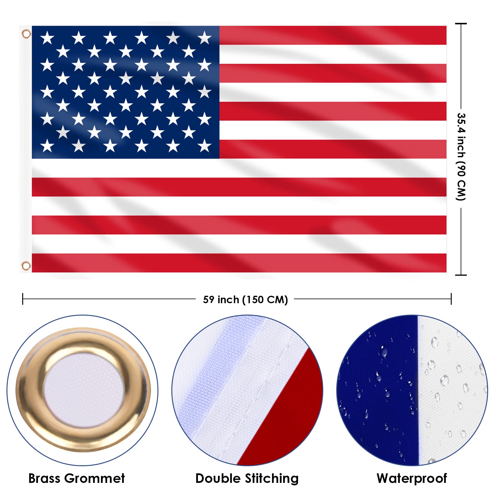 AhfuLife American flag with double-stitched edges for lasting resilience in any weather.