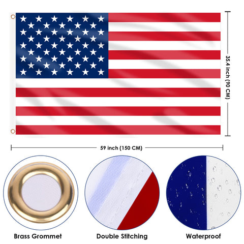 AhfuLife American flag with double-stitched edges for lasting resilience in any weather.