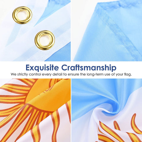 AhfuLife Argentine flag 3x5ft brass eyelets enable secure hanging in wind