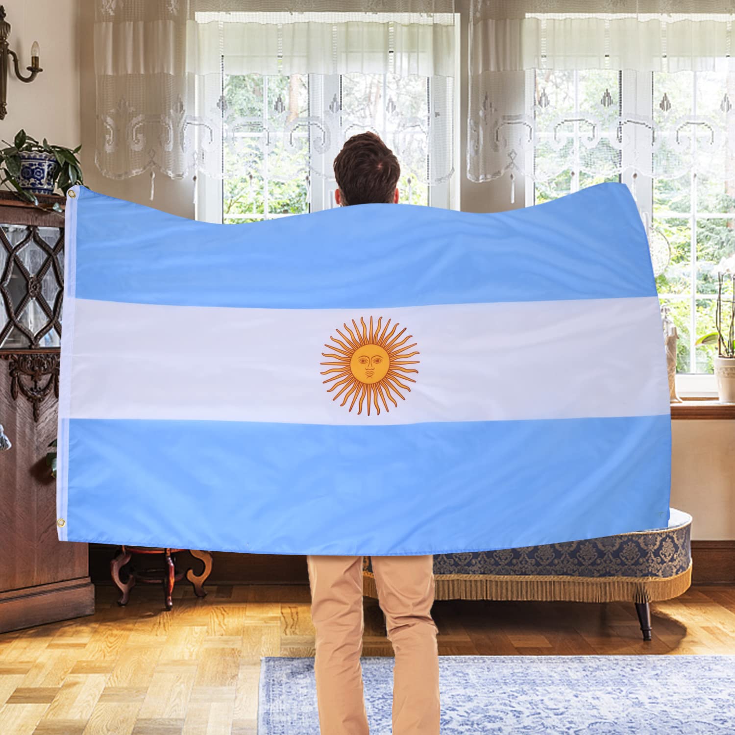 AhfuLife Argentine flag 3x5ft vivid color printing resists daylight fading
