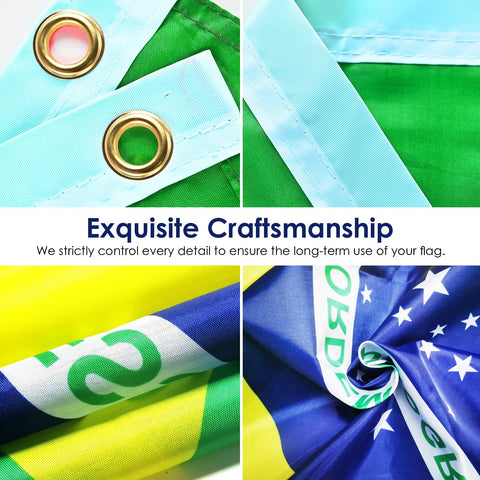 AhfuLife Brazil flag double-stitched edged for long-lasting outdoor use