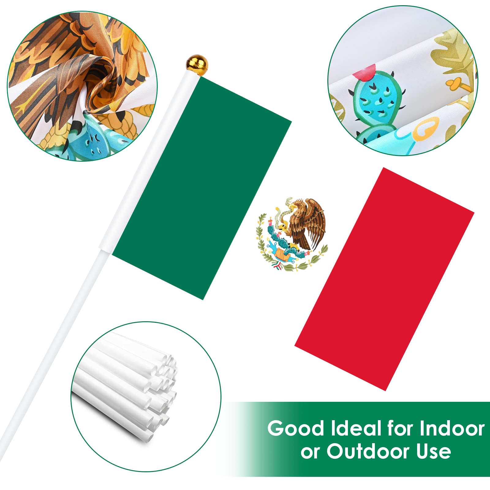 Bright-coloured AhfuLife Mexico flag fabric resists fading at indoor and outdoor events