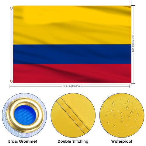 AhfuLife Colombia flag double-sided design for versatile indoor and outdoor visibility.
