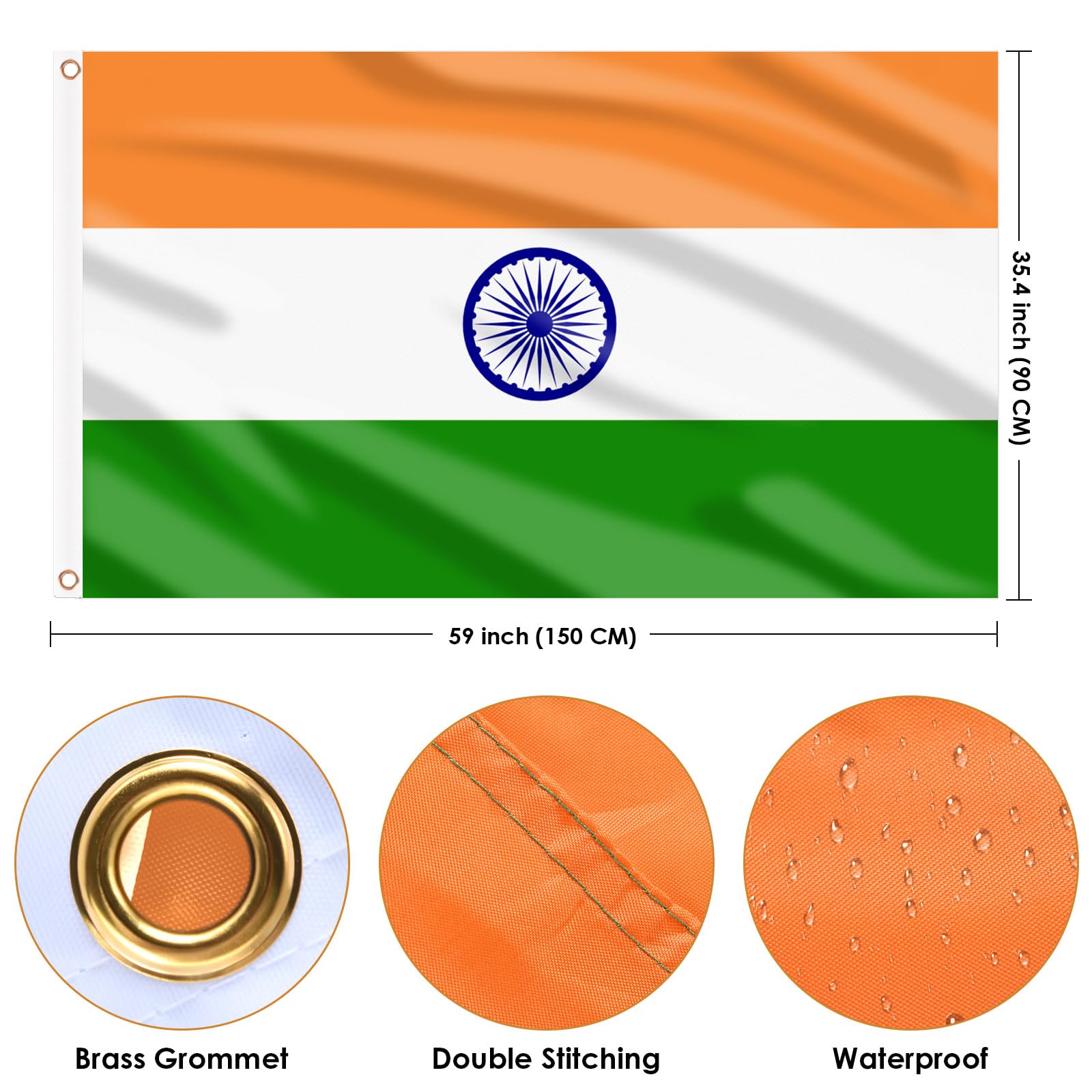 AhfuLife India flag close-up stitching highlights durability