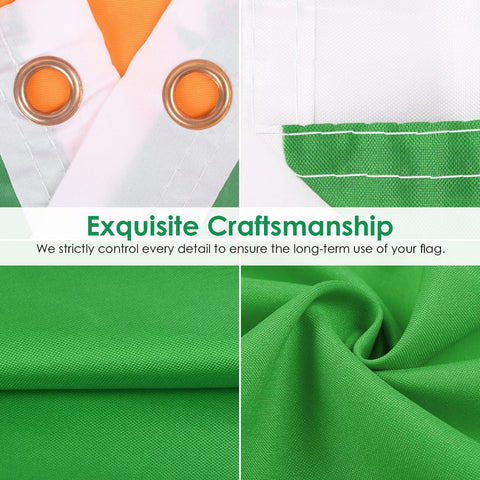 AhfuLife Irish Flag with brass eyelets simplifies quick, secure hanging.