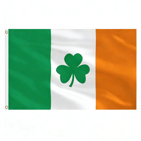 AhfuLife Irish Shamrock Flag 3x5ft for vibrant outdoor or indoor St Patrick's Day display.