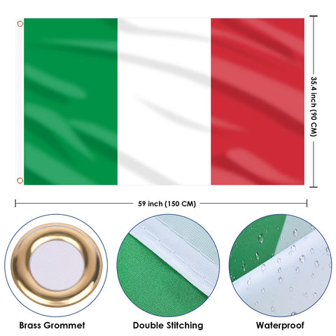 AhfuLife Italy flag double-stitched edges ensure long-lasting outdoor resilience.