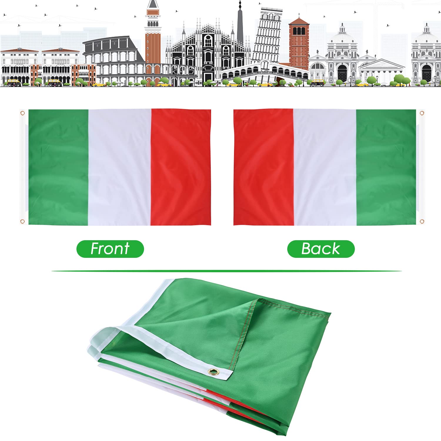 AhfuLife Italy flag wall-hanging ideal for events and festive decor.