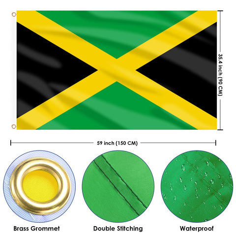 AhfuLife Jamaica flag brass eyelets for sturdy outdoor hanging and hardware
