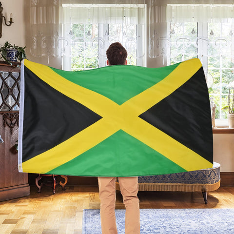 AhfuLife Jamaica flag 3x5 ready for pole display on a sturdy mount