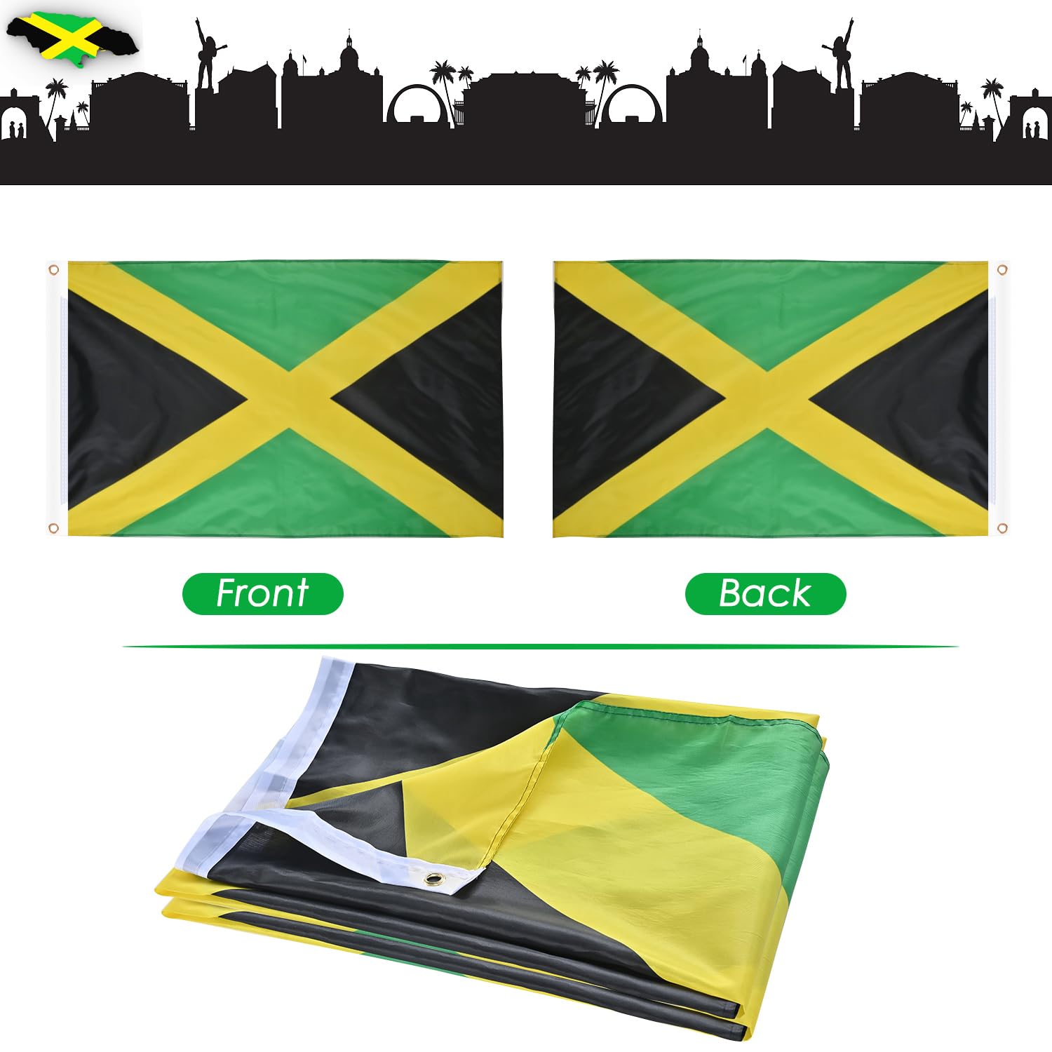 AhfuLife Jamaica flag displayed on wall in dorm for national pride