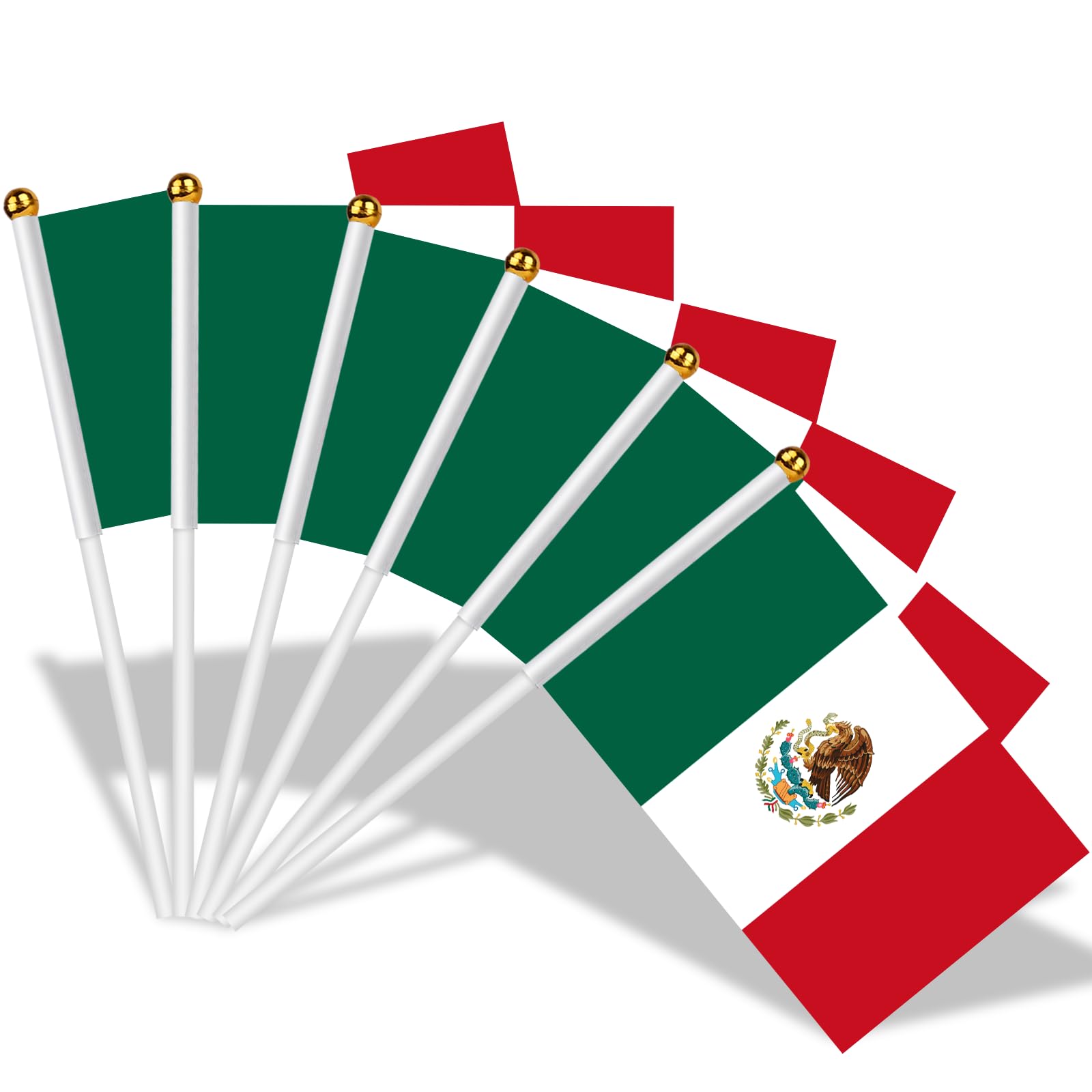 AhfuLife Mexico handheld flags on sticks, 15pc set for festive waving and crowd decor