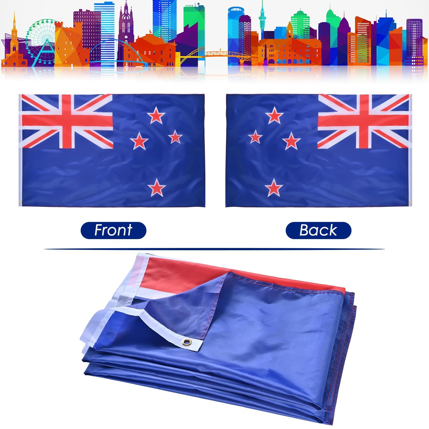 AhfuLife New Zealand flag 3x5ft ideal for outdoor events and celebrations