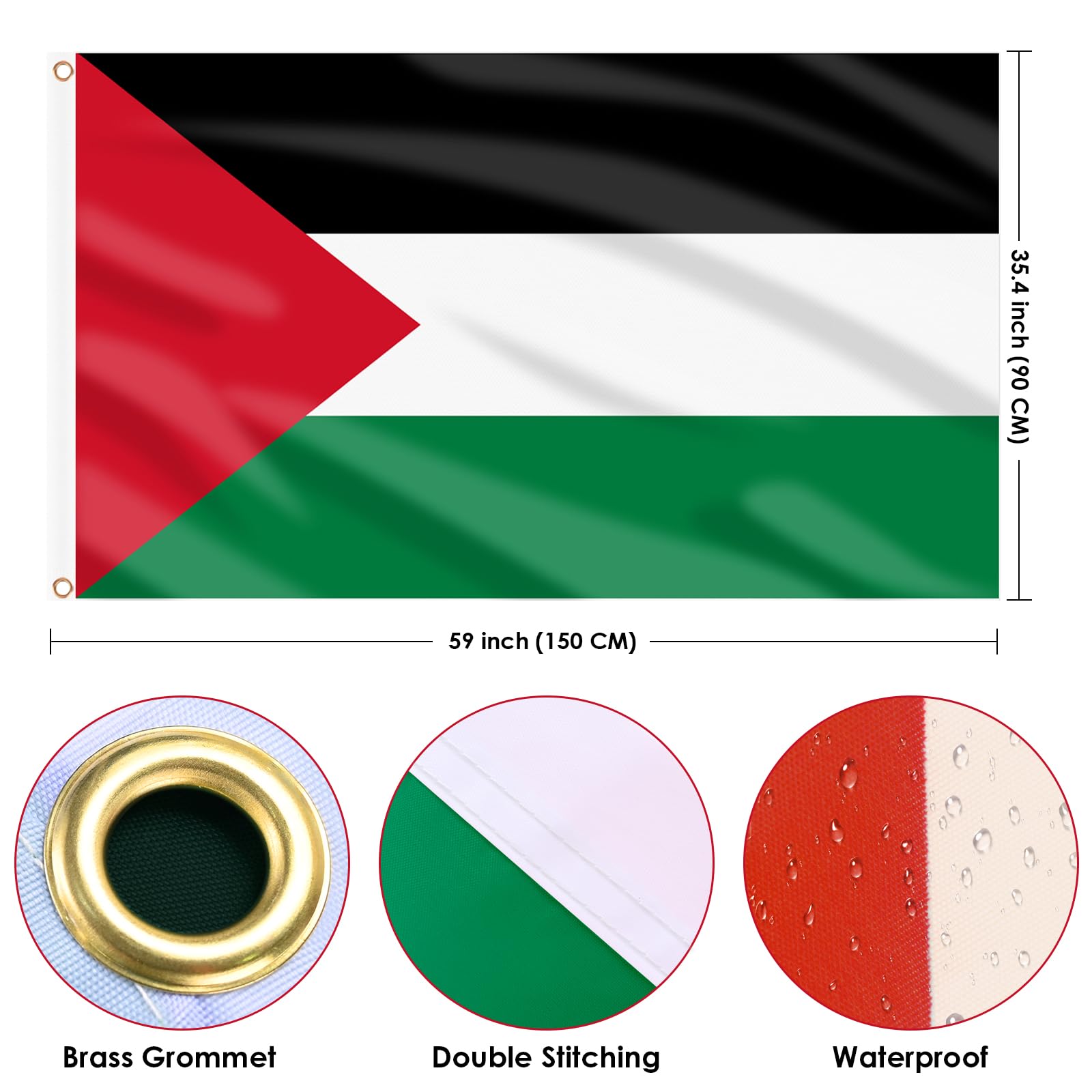 AhfuLife Palestine flag outdoor setup with brass eyelets