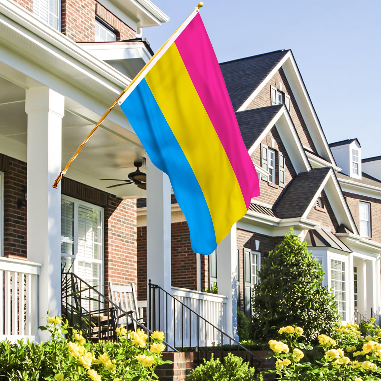 AhfuLife pansexual flag brass eyelets enable easy mounting.