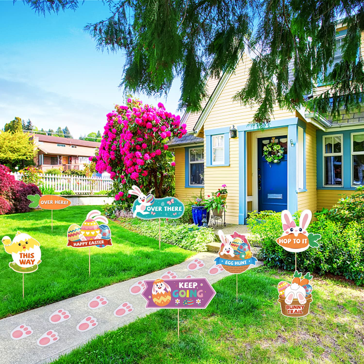 AhfuLife paper bunny feet 12-pcs provide playful clues for garden egg hunts.