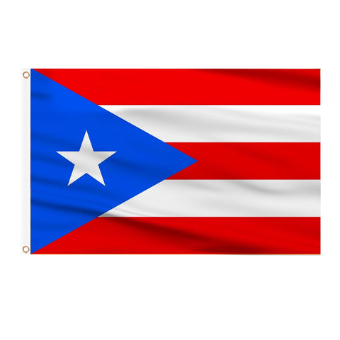 AhfuLife Puerto Rico flag 3x5 ft displayed on wall for festive decoration.