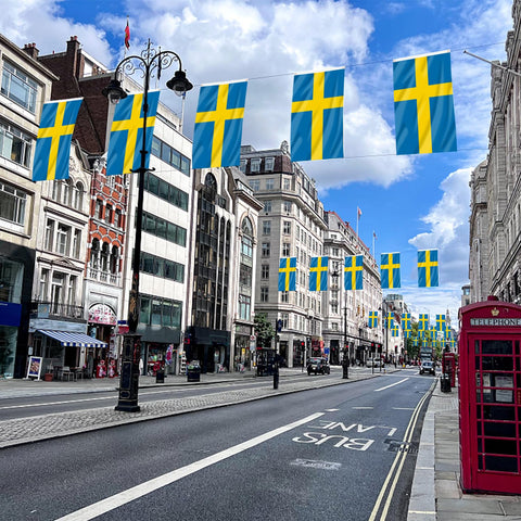 AhfuLife bright-color Swedish flag enhances festive outdoor displays.