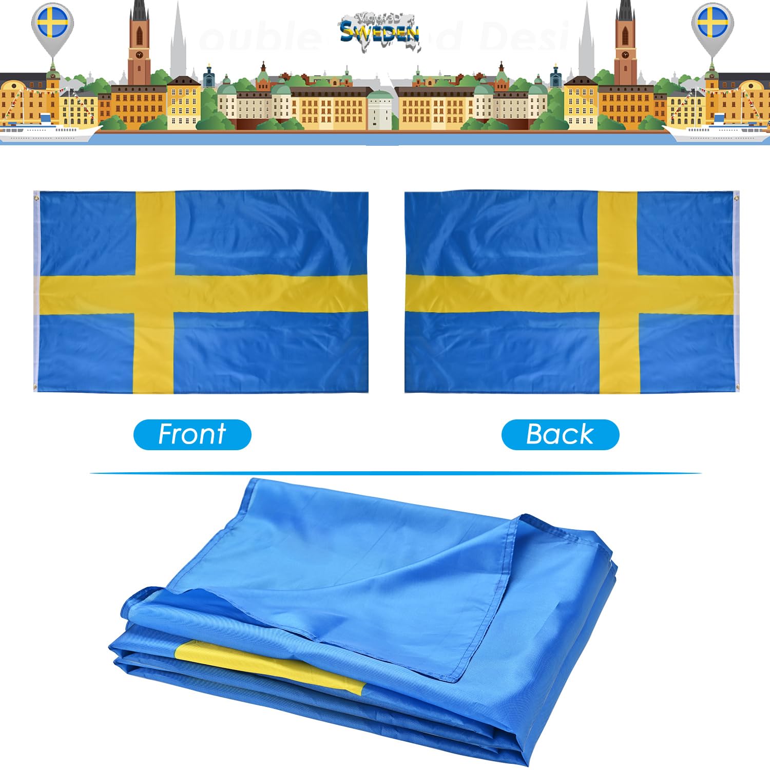 AhfuLife Swedish flag ideal for Euro 2024 and national day celebrations.