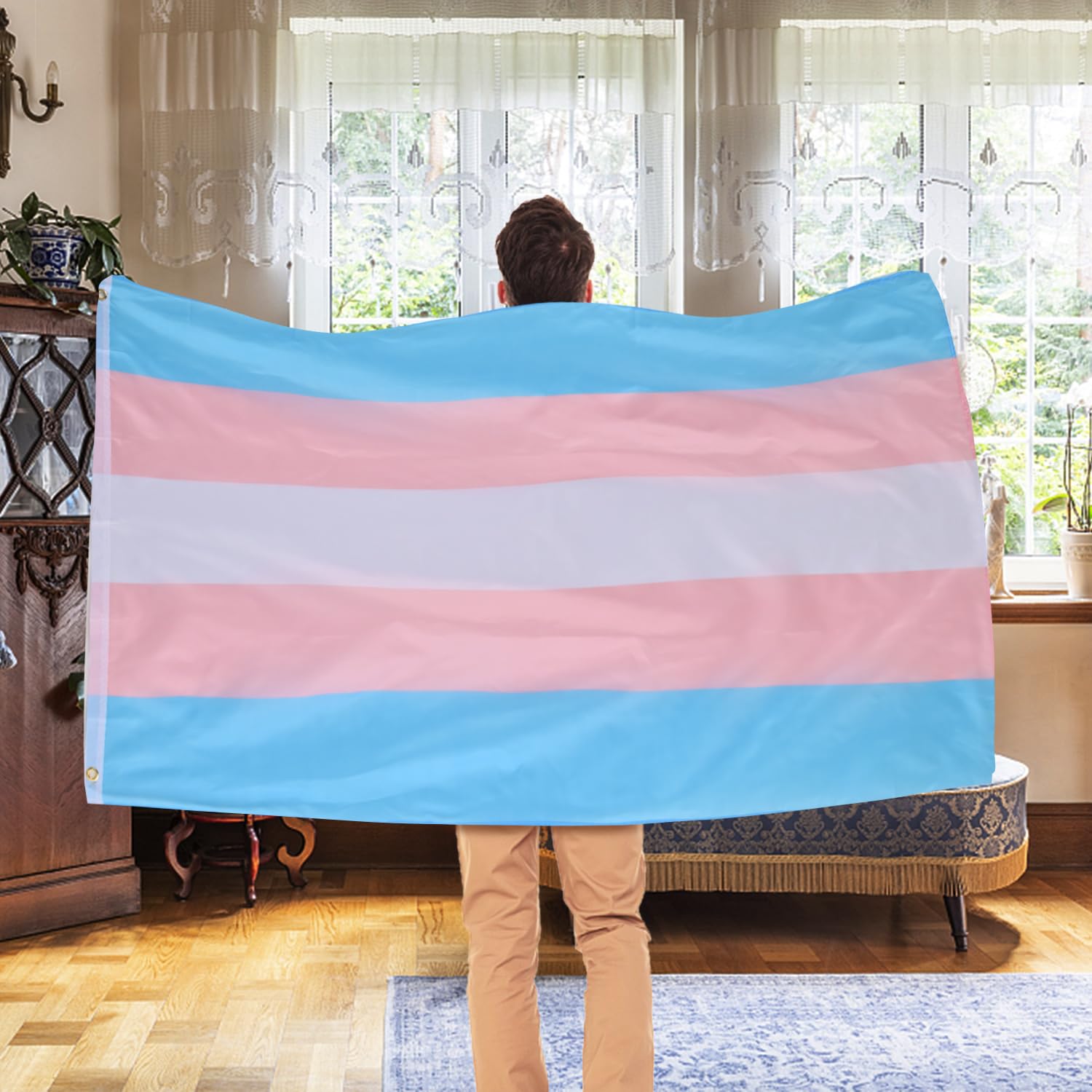 AhfuLife trans flag with bright color print for long-lasting visibility.