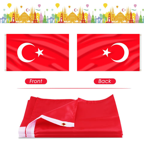 AhfuLife Turkey flag compatible with standard outdoor flagpoles.