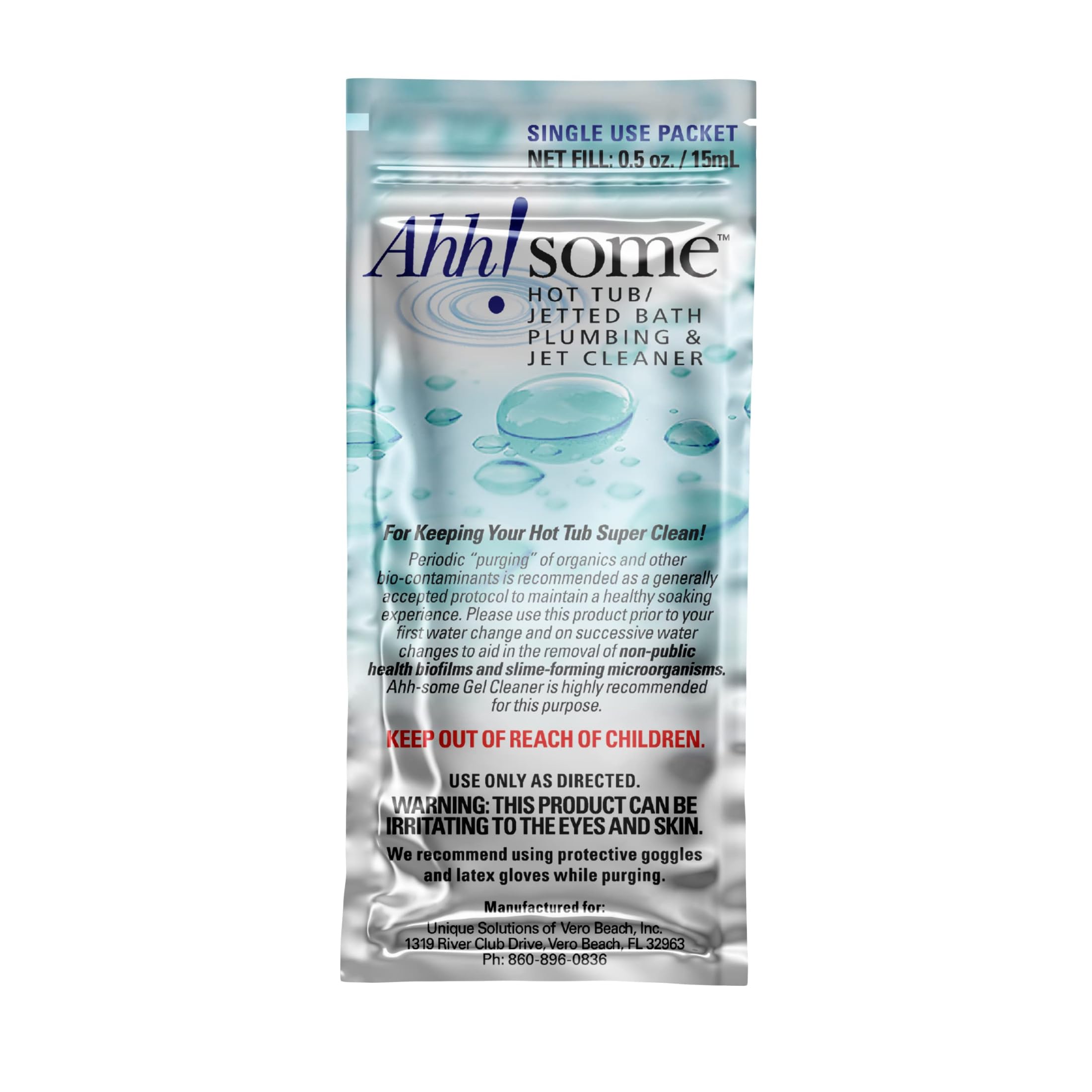 Ahh-Some hot tub serum cleaner sachet purges jets for smoother operation
