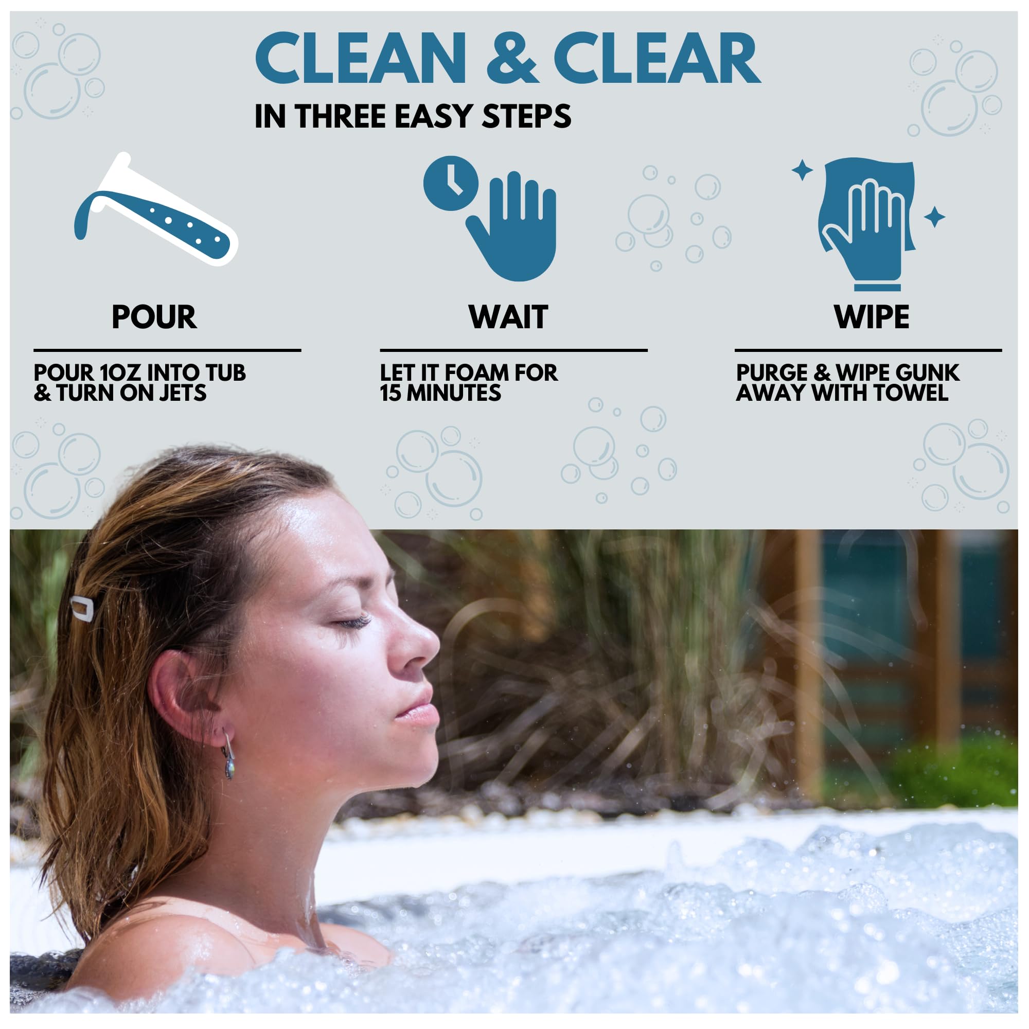 Ahh-Some plumbing-friendly cleaner preserves tub components during maintenance.