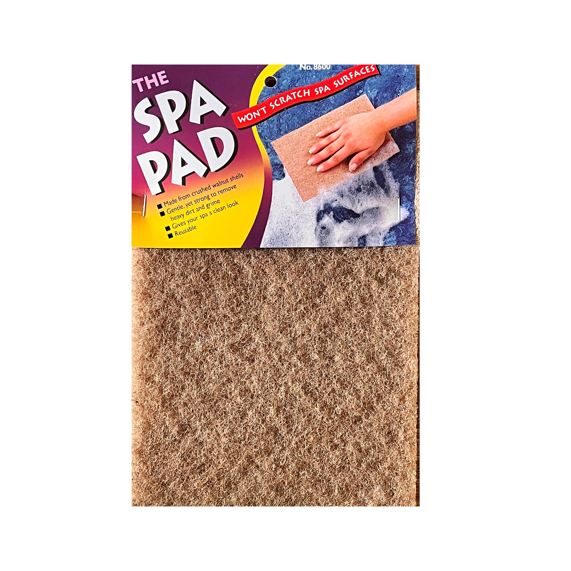 Ahh-Some Spa Cleaning Pad with crushed walnut shells for scratch-free spa surface cleaning.