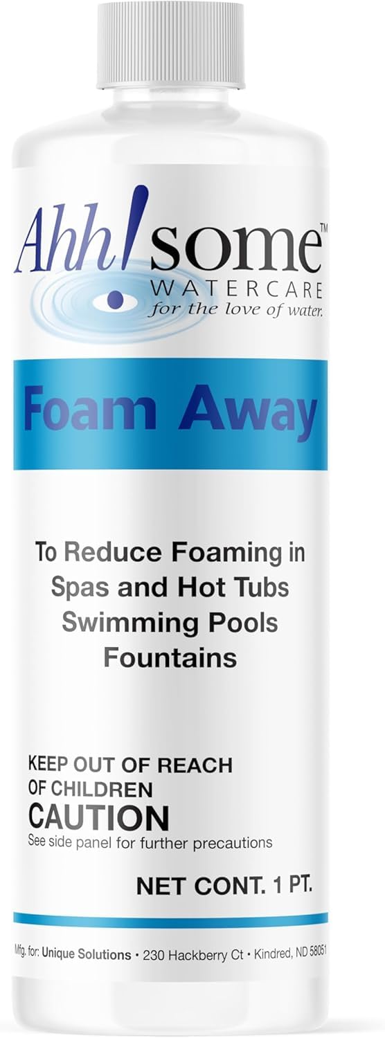 Ahh-Some Water Care Hot Tub Foam Eliminator bottle restores clear water quickly