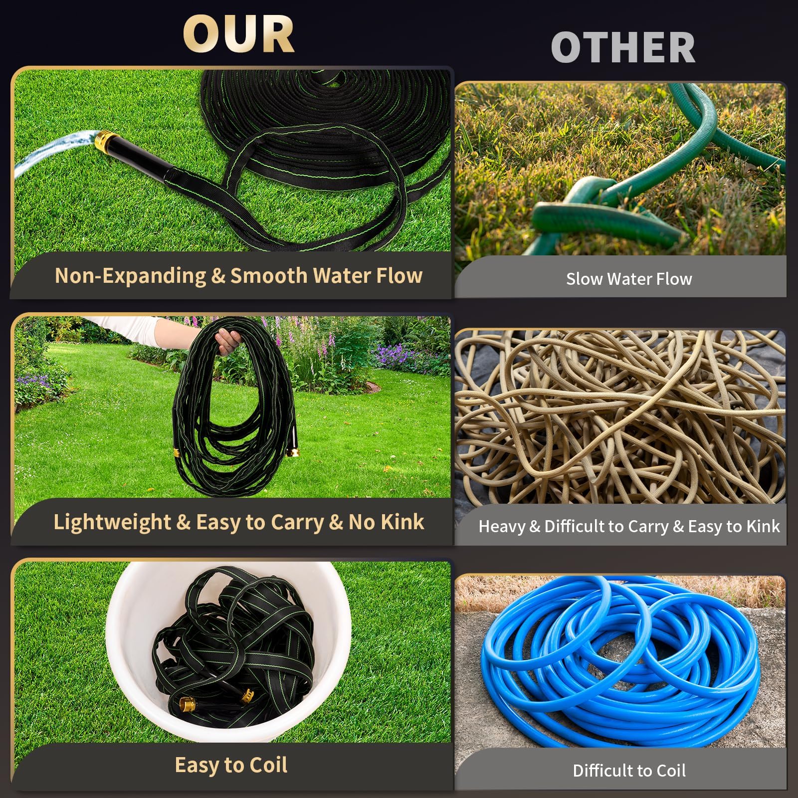 Ahhiti garden hose 25ft leakproof washer prevents leaks and cracks