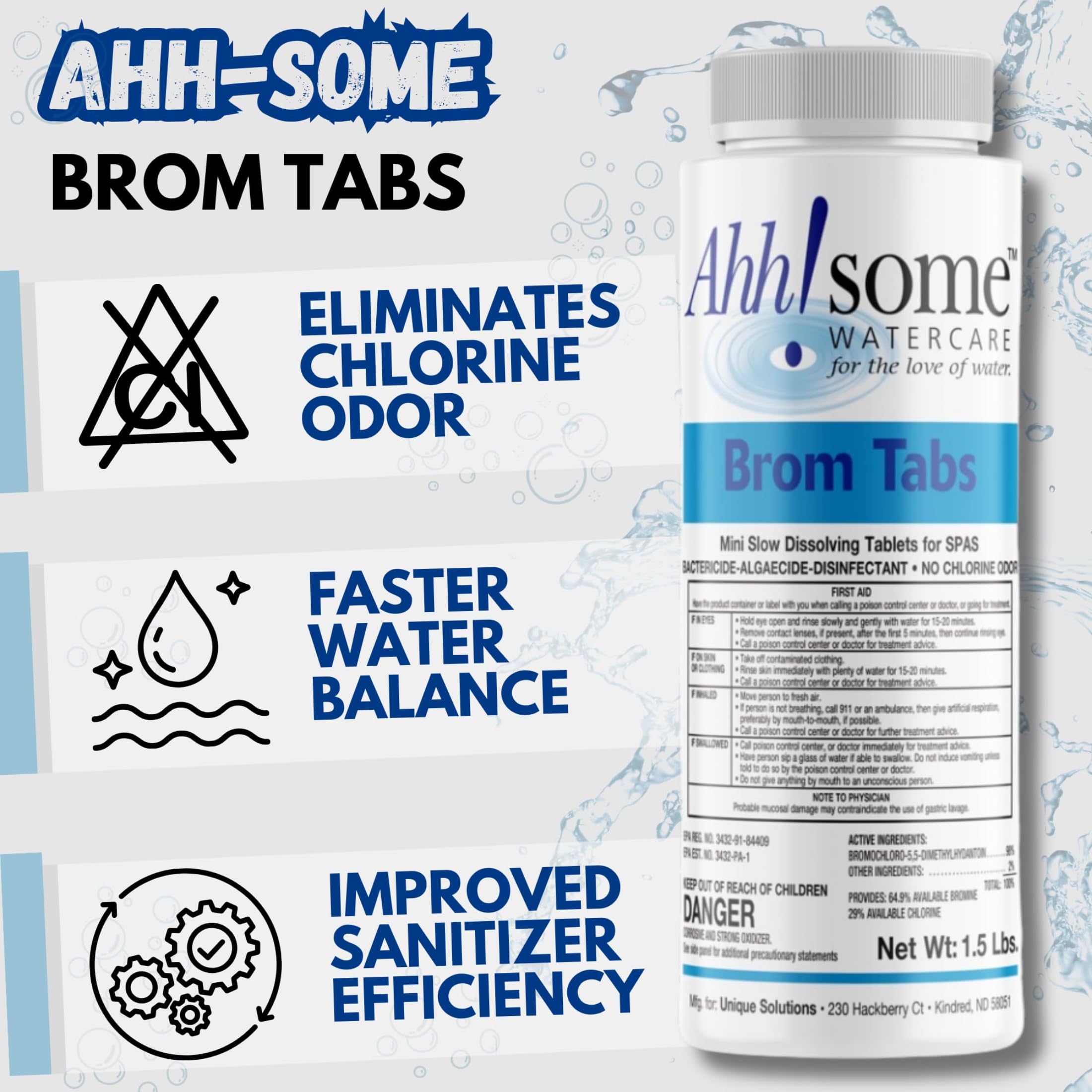 Tablet dissolving in spa water to support clear, balanced conditions.