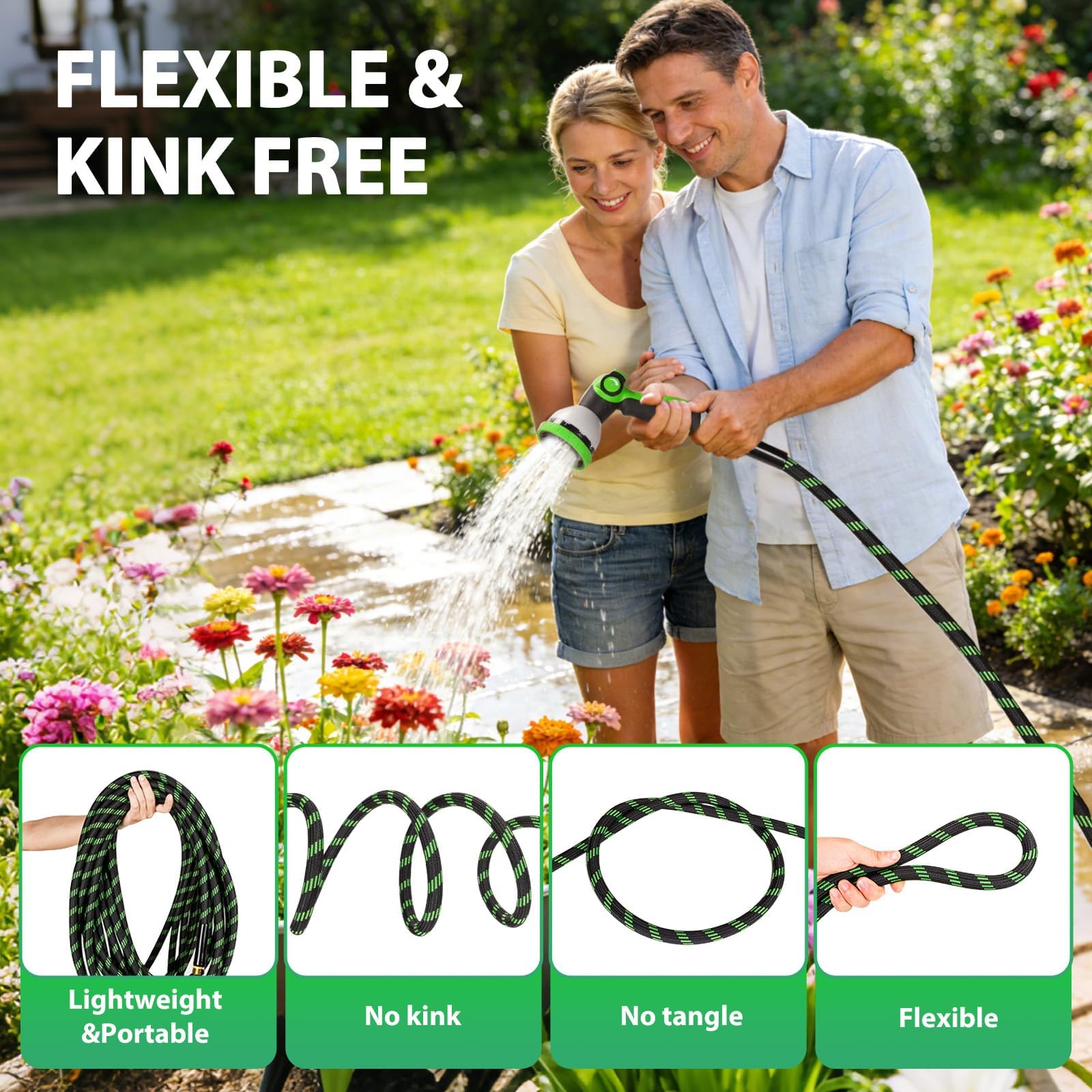 Ahititi all-weather hose stays flexible in extreme temperatures.