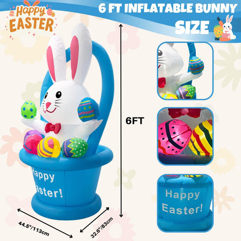 Ahititi Easter bunny egg basket detail with LED lights enhances nighttime curb appeal.