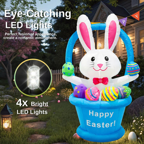 Ahititi Easter bunny LED lights illuminate the display for festive evenings.