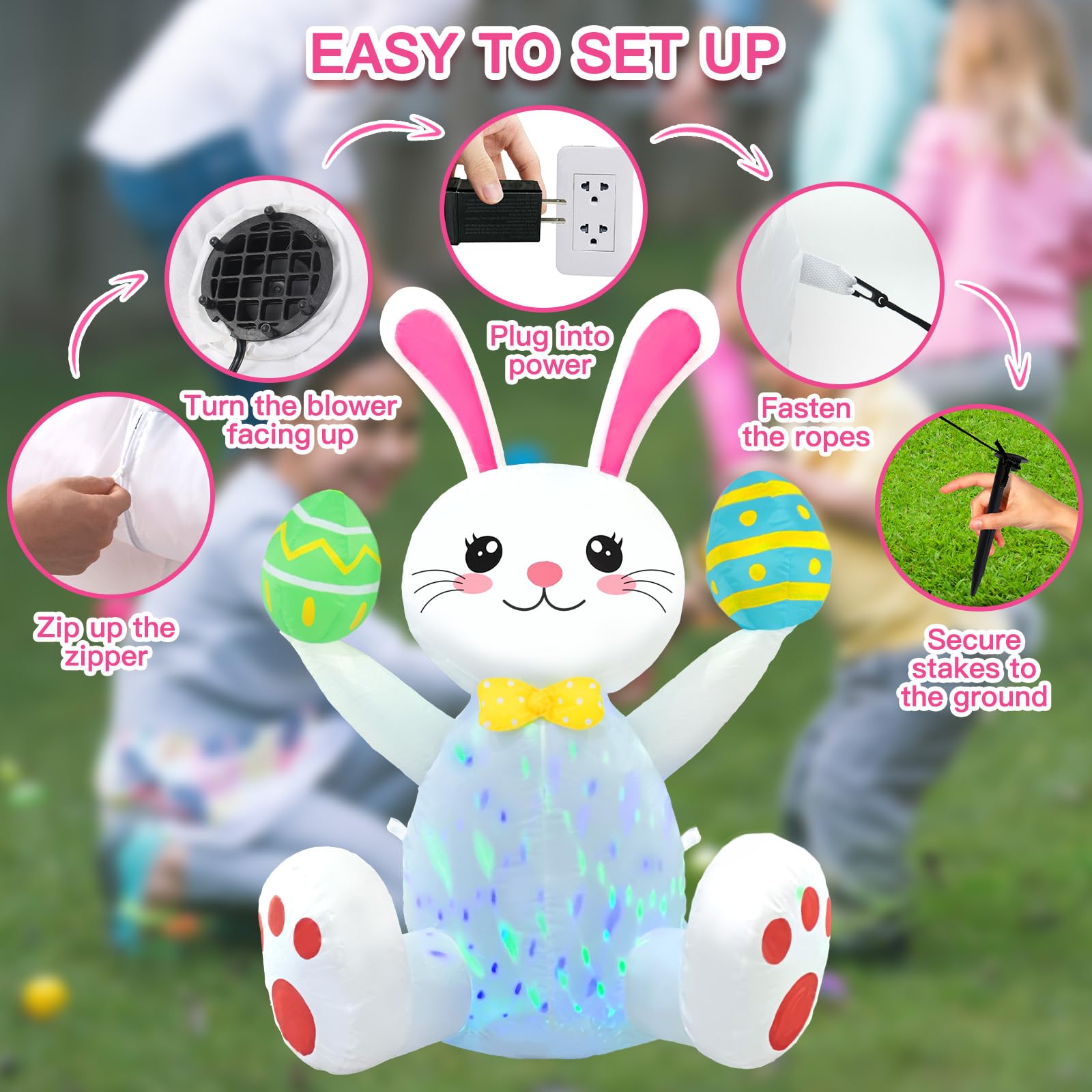 Ahititi inflatable includes a long 10-foot cord for flexible placement.